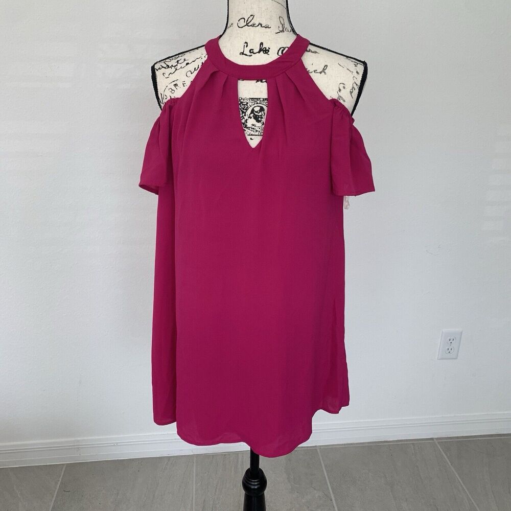 Womens Fuschia Pink Cold Shoulder Dress Size XS